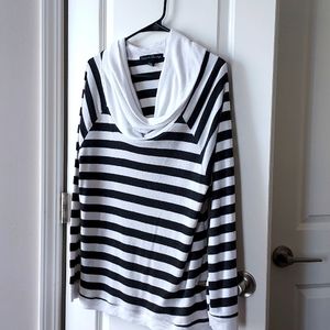 French laundry long sleeve turtleneck sweater black white 1x